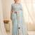 Women's sky blue embroidery tissue designer saree with blouse