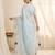 Women's sky blue embroidery tissue designer saree with blouse