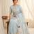 Women's sky blue embroidery tissue designer saree with blouse