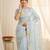 Women's sky blue embroidery tissue designer saree with blouse