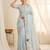 Women's sky blue embroidery tissue designer saree with blouse