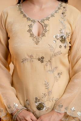  Embroidery Work Crunchy Straight Kurta Palazzo and Dupatta Set 2