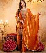  Embroidery Work Fendy Straight Kurta Palazzo and Dupatta Set