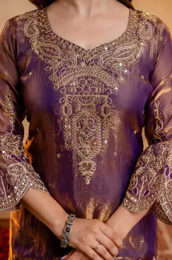  Embroidery Work Fendy Straight Kurta Palazzo and Dupatta Set