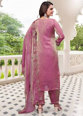  Embroidery Work Fendy Satin Straight Kurta Pant and Dupatta Set 4