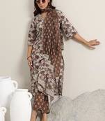  Printed Work Megic Cotton Straight Kurta Pant and Dupatta Set