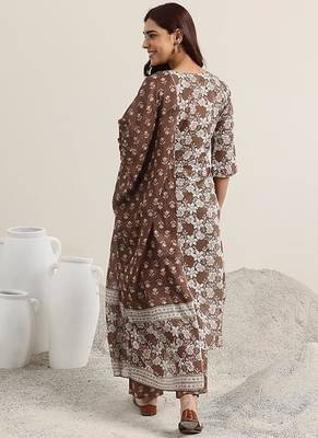  Printed Work Megic Cotton Straight Kurta Pant and Dupatta Set 4