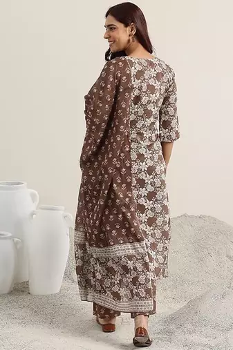  Printed Work Megic Cotton Straight Kurta Pant and Dupatta Set