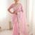 Women's pink embroidery organza designer saree with blouse