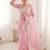 Women's pink embroidery organza designer saree with blouse