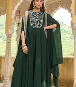  Georgette Embroidery Work Flared Anarkali Jacket Set