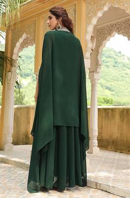  Georgette Embroidery Work Flared Anarkali Jacket Set 3