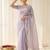 women's lavender lacknowi embroidery raspberry silk blend designer saree with blouse
