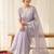 women's lavender lacknowi embroidery raspberry silk blend designer saree with blouse