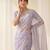 women's lavender lacknowi embroidery raspberry silk blend designer saree with blouse