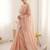 women's peach lacknowi embroidery raspberry silk blend designer saree with blouse