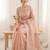 women's peach lacknowi embroidery raspberry silk blend designer saree with blouse