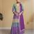 Turquoise blue heavy chinon printed embroidered palazzo suit