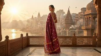 Wine katan silk woven saree with blouse 3