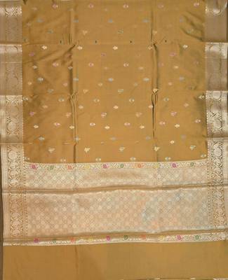 Mustard katan silk woven saree with blouse 6