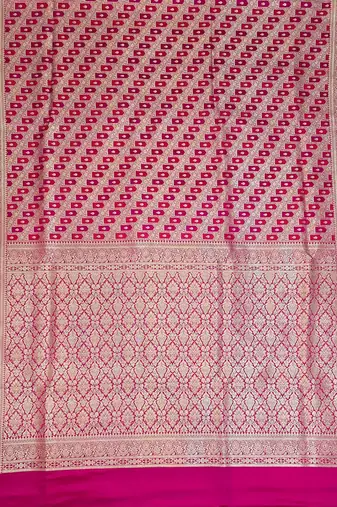 Rani pink satin woven saree with blouse