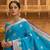 Sky-blue katan silk woven saree with blouse