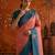 Peach silk blend woven saree with zari woven