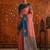 Peach silk blend woven saree with zari woven