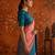 Peach silk blend woven saree with zari woven