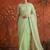 Green chiffon embroidered saree with beads
