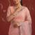 Peach net embroidered saree with beads