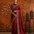 Maroon satin embroidered saree with zari work