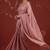 Pink satin embroidered saree with zari work