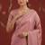 Pink satin embroidered saree with zari work