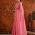 Pink georgette embroidered saree with zari work