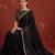 Black satin embroidered saree with zari work