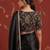 Black satin embroidered saree with zari work