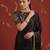 Black satin embroidered saree with zari work