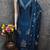 Teal silk blend embroidered dress-materials