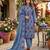 Teal silk blend embroidered dress-materials