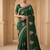 fancy bottel green zari stone work saree