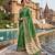 Mehndi blended cotton woven saree with blouse