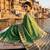 Mehndi blended cotton woven saree with blouse