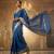 Royal-blue katan silk woven saree with blouse