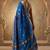 Royal-blue katan silk woven saree with blouse