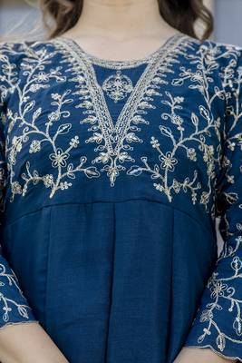  Vichitra Silk Embroidery Work Flared Anarkali Pant and Dupatta Set 2
