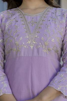  Vichitra Silk Embroidery Work Flared Anarkali Pant and Dupatta Set 2
