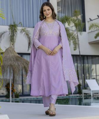  Vichitra Silk Embroidery Work Flared Anarkali Pant and Dupatta Set 5