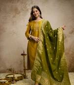  Vatican Embroidery Work Straight Kurta Pant and Dupatta Set