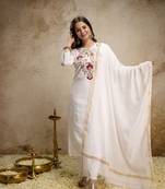  Roman Embroidery Work Straight Kurta Pant and Dupatta Set